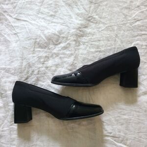 Sweet De Pindière Women's EU38 Pumps Black Pleather Fabric Business Casual